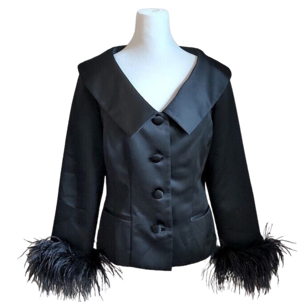 Jessica Howard feathers black blazer size 12p